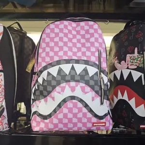SG Shark Mouth Backpack Cherry Blossom Pink Stylish Large Capacity Unisex Casual Student Schoolbag Travel Bag Personalized