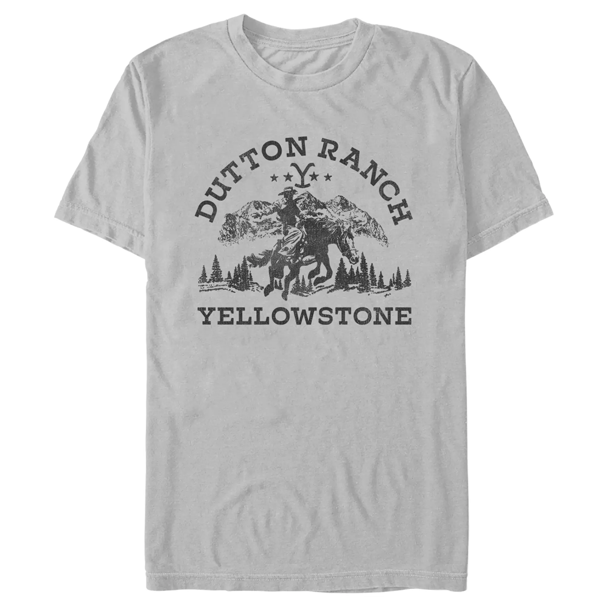 Men's Yellowstone Dutton Ranch Montana Black Outlines T-Shirt