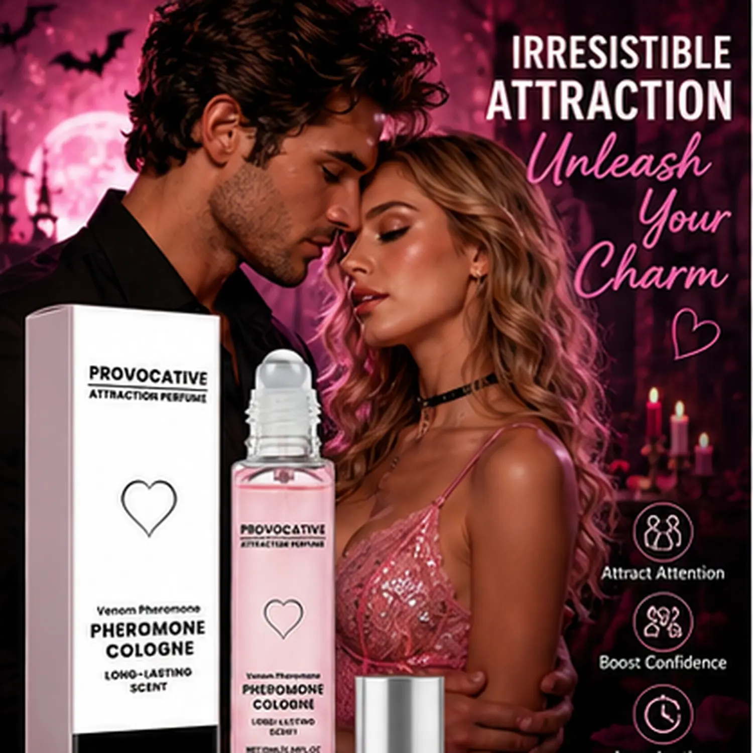 Pheromone Perfume for Women Rollerball Long Lasting Travel Size 10ml Soft Floral Vanilla Scent Smooth Applicator Easy Precise Application Date Night Ready Confident Magnetic Signature Scent Birthday Anniversary Christmas Gift for Her