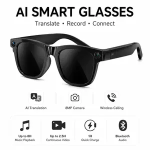 Smart AI Camera Glasses with 8MP HD Camera, Bluetooth Audio, Hands-Free Photo & Video Recording, Real-Time Translation in 160+ Languages, Touch Control, Compatible with iOS & Android