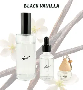 Black Vanilla - Core Bundle Aromatherapy with Home Spray, Water Soluble Essence, & Car Air Freshener for Calm & Clarity
