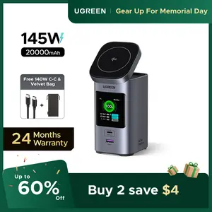 UGREEN Nexode Power Bank 20000mAh 145W PD 3.0 Portable Charger 72Wh Qi2 Certified 15W Wireless Fast Charging Magsafe Battery Pack 2C1A with TFT Display for iPhone 17/16 Series/MacBook/iPad,tiktokshopmemorialday