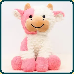 Cute Cow Plush Stuffed Animal Doll Toy 8 inch for Girls Boys (Siting Cow Pink)(Gag Toys & Practical Jokes)(Gag Toys & Practical Jokes)