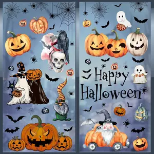 102 count Halloween Window Clings Decorations, 8 Sheets Halloween Window Sticker Ghosts Pumpkins for Office Classroom  Indoor Party Supplies Window Glass Display