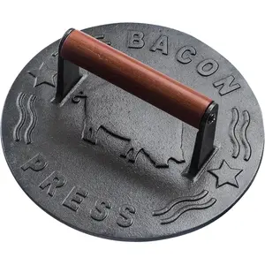 Heavy-Duty Cast Iron Burger Press 8.5 Inch Round Burger Smasher, Grill Press for Cooking Burgers, Bacon, Sandwiches, Steak, Ground Beef, Meats, Sausages, and So On