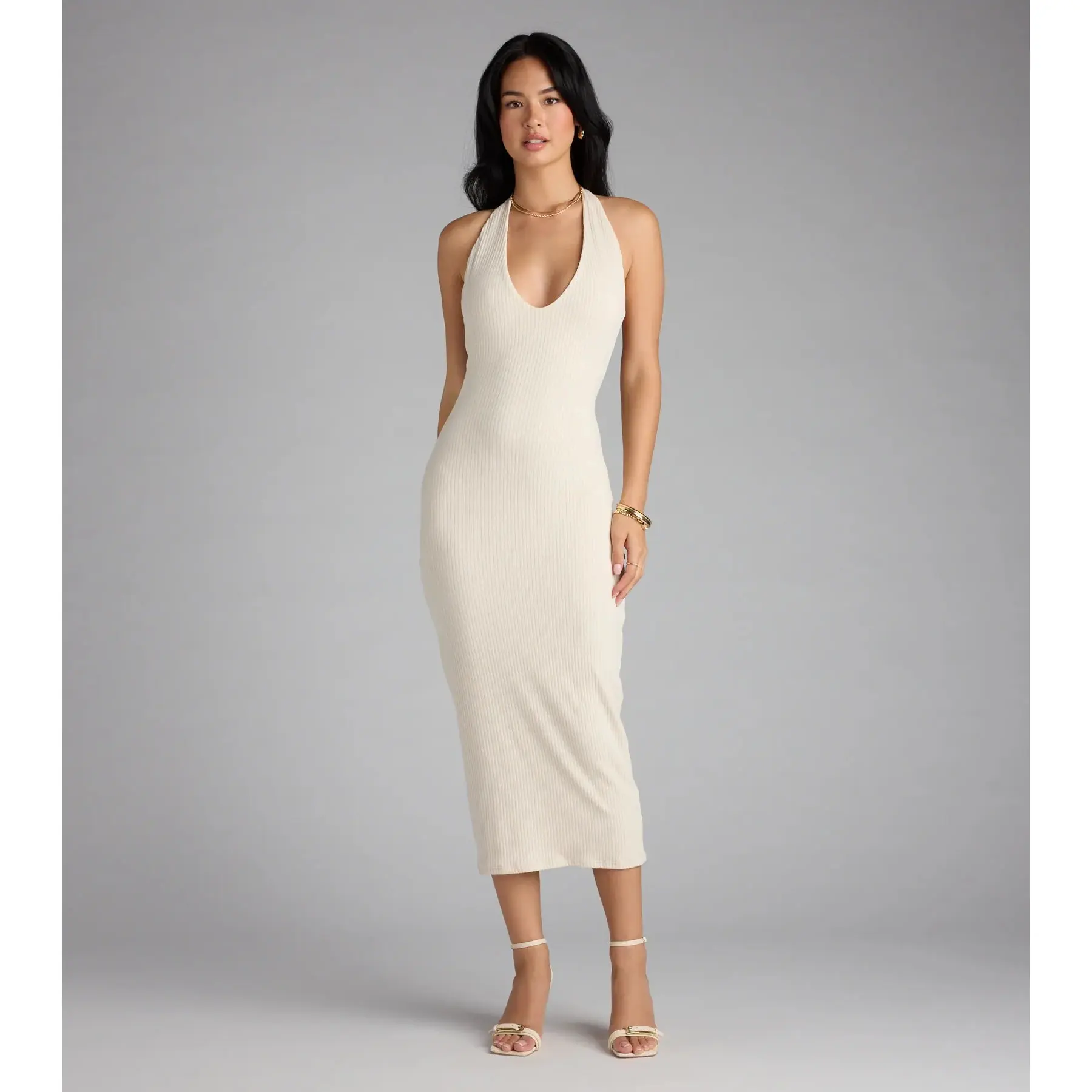 Chic Cutie Ribbed Knit Halter Midi Dress - TikTok Shop Chic Cutie Ribbed Knit Halter Midi Dress - TikTok Shop