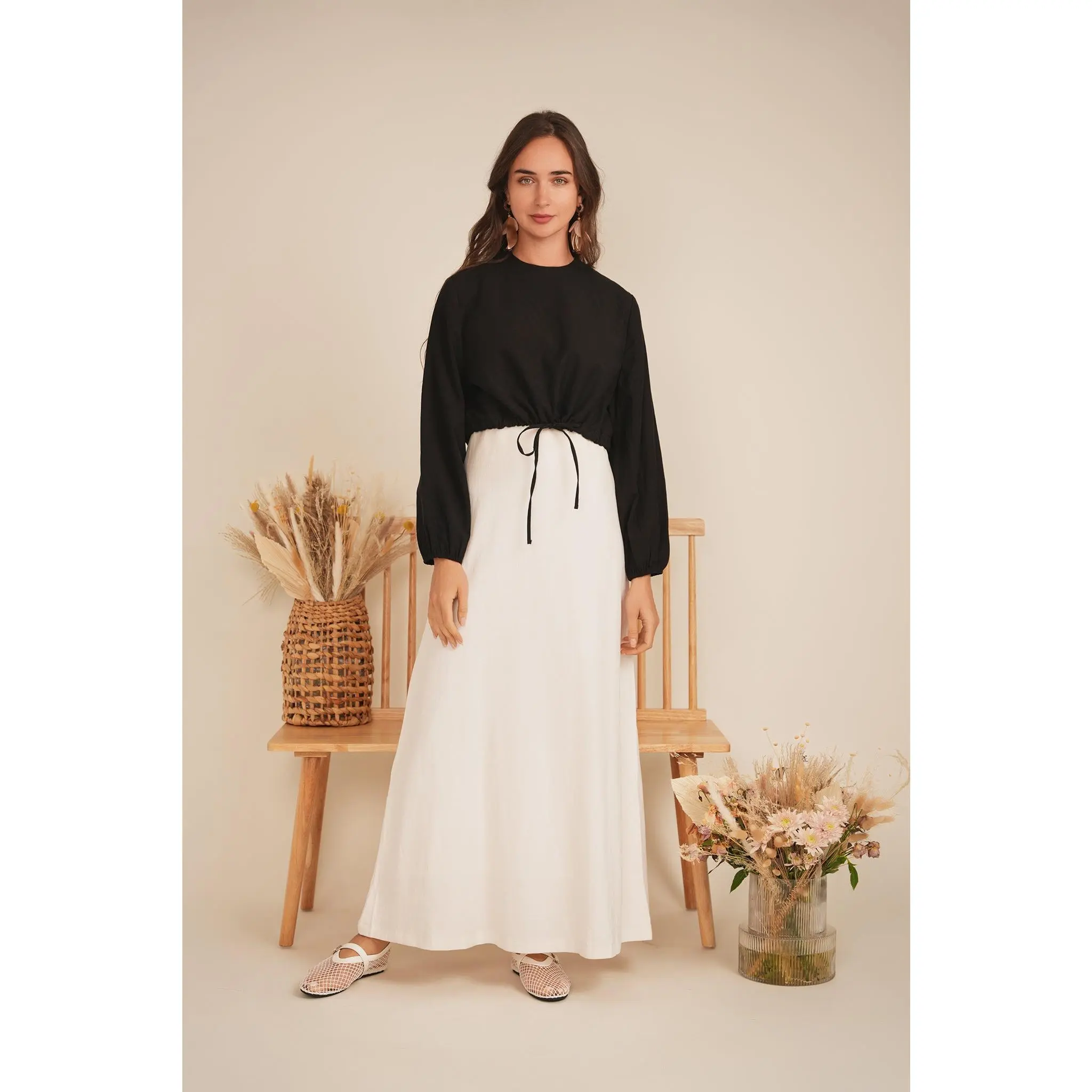 Cropped Linen Scrunch Tie Top