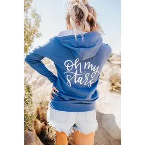 FullZip Sweatshirt - Oh My Stars | Womenswear Zip Up Hoodie Blue | Patriotic Fourth of July | Casual Stretchy Comfy | Plus Size