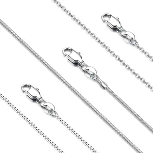 YADOCA 3Pcs Stainless Steel Necklace for Women Men - 1mm 1.2mm Snake Box Cable Chain - Thin & Sturdy Long Lobster Clasp Silver Tone 16-30 Inch