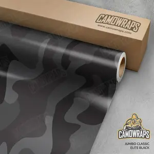 Jumbo Classic Elite Black Camo Vinyl Wrap | Blowout Stock | Satin Finish | Avery Dennison Media | 5ft x 20ft | 112457