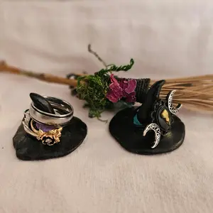 Witch Hat Ring Holder, Handmade Clay Jewelry Holder, Halloween Decor