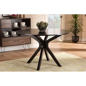 Wholesale Interiors RH7208T-Dark Brown-48-IN-DT 48 in. Baxton Studio Kenji Modern & Contemporary Dark Brown Finished Round Wood Dining Table