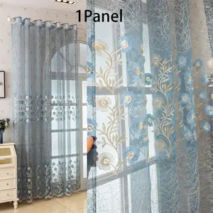 Elegant Embroidered Sheer Curtain, Top Ring Hanging, Ideal for Living Room, Bedroom, Floor-To-Ceiling Windows, Balcony, Home Decor