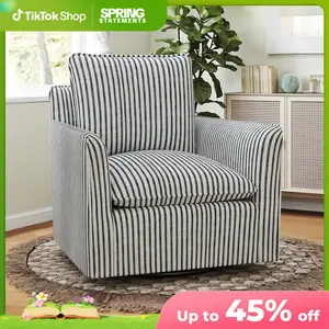 EBELLO Upholstered Swivel Accent Reading Chair with Backrest Cushion – Armless Modern Lounge Chair, Soft Seat & Wooden Legs for Bedroom, Living Room & Small Spaces, Easy Assembly