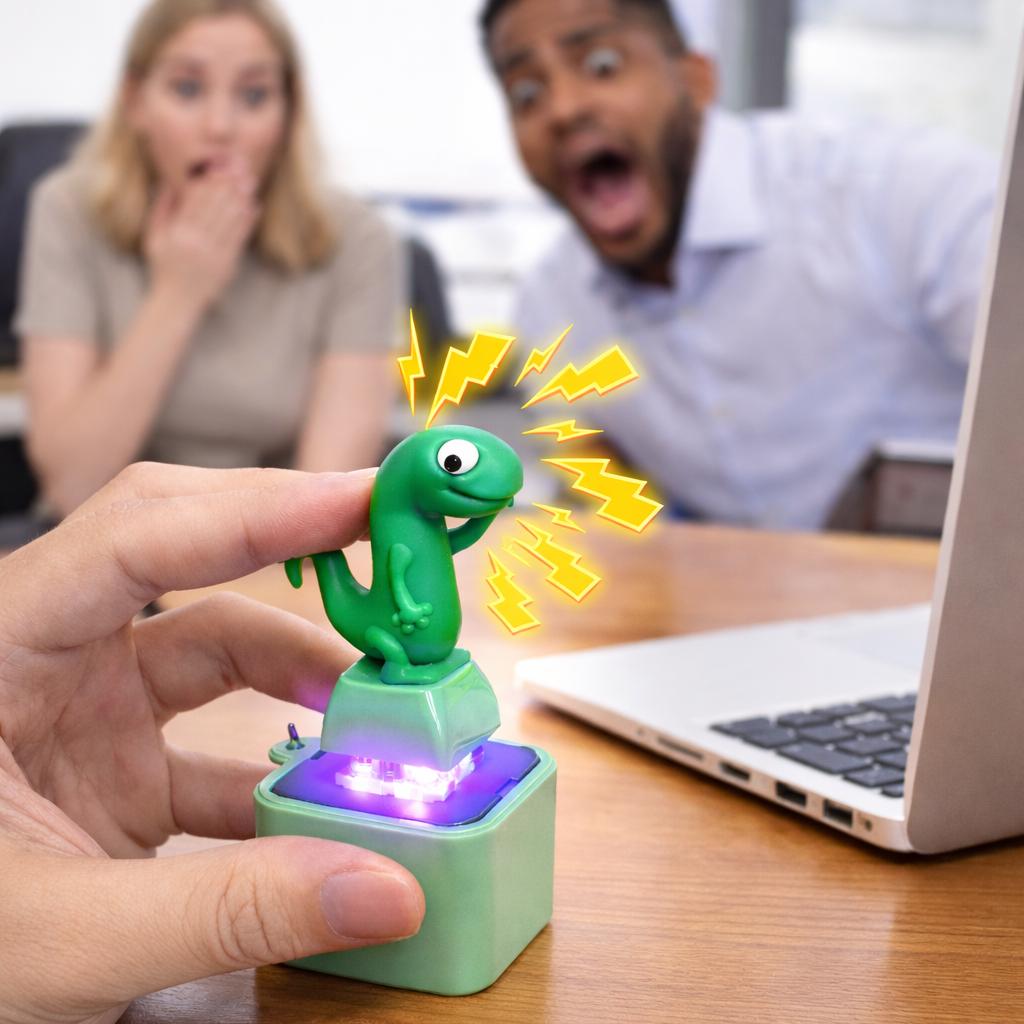 Lizard Stress Button Keychain: Light & Sound Anxiety Relief Toy