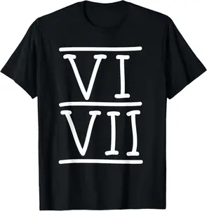 Men's Pure Cotton Round Neck Shortsleeve T-Shirt - VI VII 67 Roman Numerals Meme, Funny Handwriting, Gen Alpha Graphic, Soft Natural Fabric, Casual Sports Streetwear Top, Gift for Him