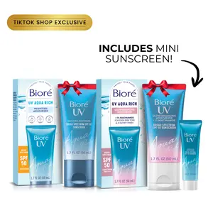 Biore Skincare SPF Set, UV Aqua Rich and UV Aqua Rich Glow Enhancing Moisturizer, SPF 50, Mini Sunscreen GWP!