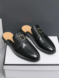 New Men's Mules Business Casual Hiking Shoes, Party Vacation Daily Wear Open Toe High-End Strap Slippers, Sporty PU Leather, Rubber, All Seasons, Walking Shoes, Footwear