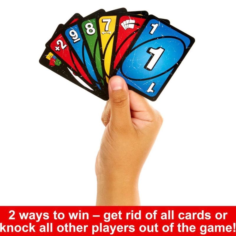 Mattel Games UNO Show ‘em No Mercy Card Game in Storage & Travel Tin for Kids, Adults & Family Night with Extra Cards, Special Rules & Tougher Penalties uno show card games card game