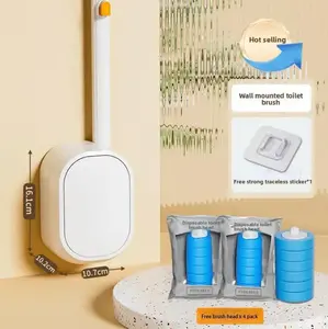 Light & Disposable Toilet Brush Cleaning Set with 6 Refills – All-in-One Holder for Bowl, Urinal, Sink, and Tub