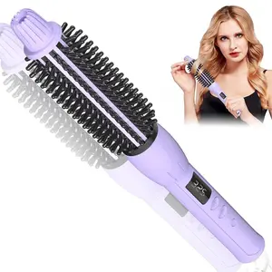 2-in-1 Ionic Hair Curler Brush & Straightener 110V Rapid Heating Adjustable Temp 210°F-400°F Anti-Scald Ceramic Surface 360° Swivel Cord 60-Min Auto Shut-Off Dual-Temperature Automatic Curling Iron