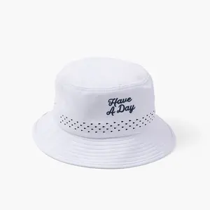 Have A Day White Perforated Bucket Hat