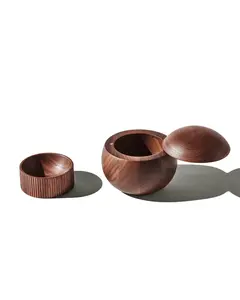 Stackable Salt Cellar with Magnetic Lid, Made of 100% Sustainable Walnut Wood