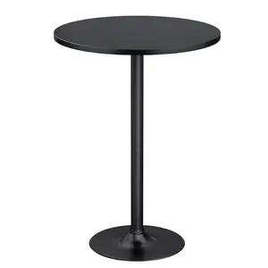 Bistro Pub Table Round Bar Height Cocktail Table for Home Bar, Round Bar Tables for Party, Dining Room, Living Room and Wedding, Metal Base MDF Top Obsidian, 40.6 Inch Height (1, Dark Black-1)