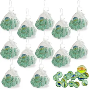 Pack of 12 Bag of Glass Marbles, Total 180Pcs - 14 Marbles and 1 Shooter Marble Per Pack, Fun Indoor Outdoor Toys Ideal for Game Party Favors and Pinata Fillers