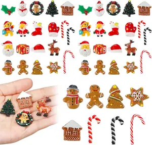 60pcs Christmas Resin Charms for Crafts, Christmas Slime Flatback Charms，Ornament Scrapbooking DIY Crafts, Miniature Ornaments for Christmas Embellishments, Craft Supplies Mini Christmas Decorations