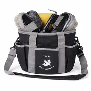 Premium Grooming Kit (9 Piece) - Organizer Tote Bag with Brushes for Tack Room - Nylon & Plastic Brushes for Horses, Goats and Donkeys - Perfect for Beginners or Professionals