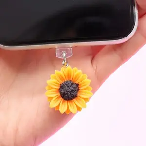 1 cute sunflower phone dust cover accessories, Phone Charms, compatible with iPhone and Type-C