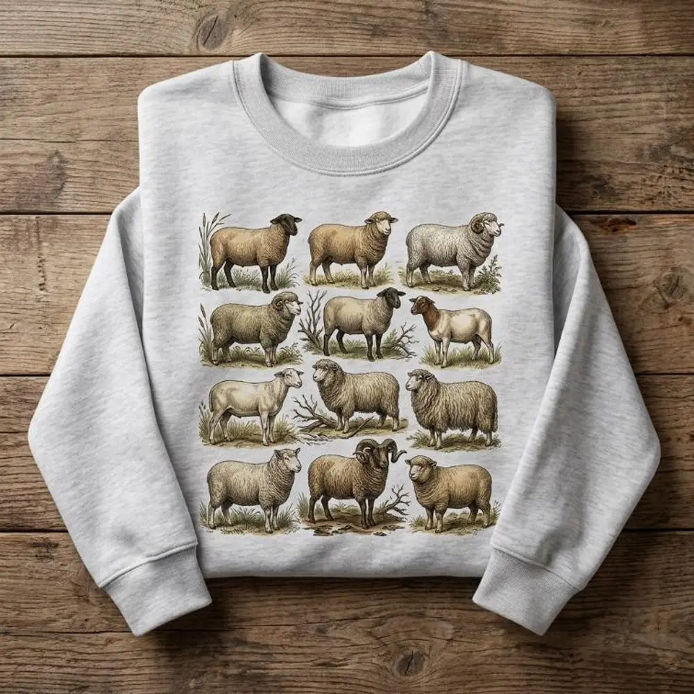 Sheep Breeds Sweatshirt Sheep Graphic Tee Vintage Country Shirt Sheep Lover Gift Hoodie Unisex#26