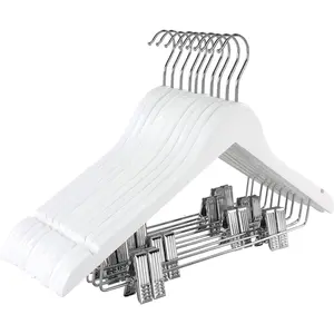 Wooden Suit s with Adjustable Metal Clips (10 Pack), Solid Smooth  Clothes s, 360? Swivel Hook,  Pants s for Clothes Coat, Jeans, Blouse-White,CT28W