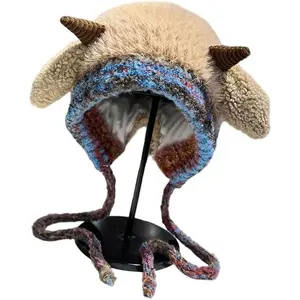 Festive Christmas Horned Hat, 2025 New Deer Storage Hat, Knitted Ear Protection Windproof Warm Hat, for Women