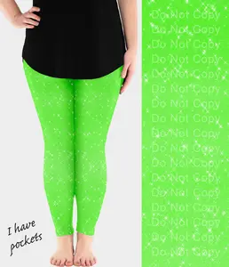 Neon Green Sparkle Leggings w/ Pockets (ready to ship)