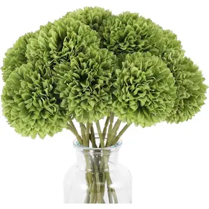 12 Pcs Artificial Chrysanthemums Flowers Green Flowers Silk Fake Mums Flowers for St Patricks Day Outdoor Wedding Table Centerpiece Home Decor (12, Green) Black Decorative