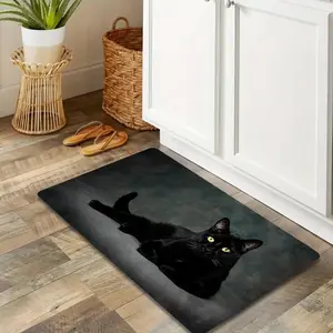Creative cat design floor mat, black pet mat Table Protection Mat Heat Shield Non Slip Washable Dining Placemat, Espresso Station Mat Absorbent Coffee Spill Non Slip Counter Protector Mat Kitchen Mat / Floor Mat Placemat / Table Mat Counter Mat / Drying M