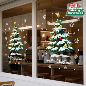 1 piece of 17.72x23.62 inch Christmas window sticker, holiday decoration accessory, 3D tree electrostatic adsorption film - reusable, tiger pattern Christmas window sticker, festival decoration, home decoration, rectangular design, semi matte surface