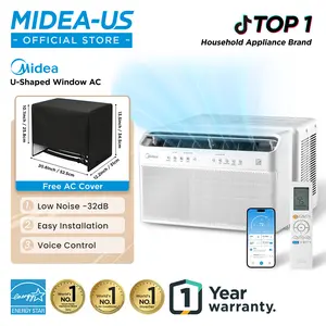 Midea 6K/8K/10K/12K BTU U Shaped Smart Inverter New Window Air Conditioner,  2026 version AC, Cools up to 450 Sq. Ft.,Ultra Quiet with Open Window Flexibility, Works with Alexa/Google Assistant, 35% Energy Savings, Remote Control