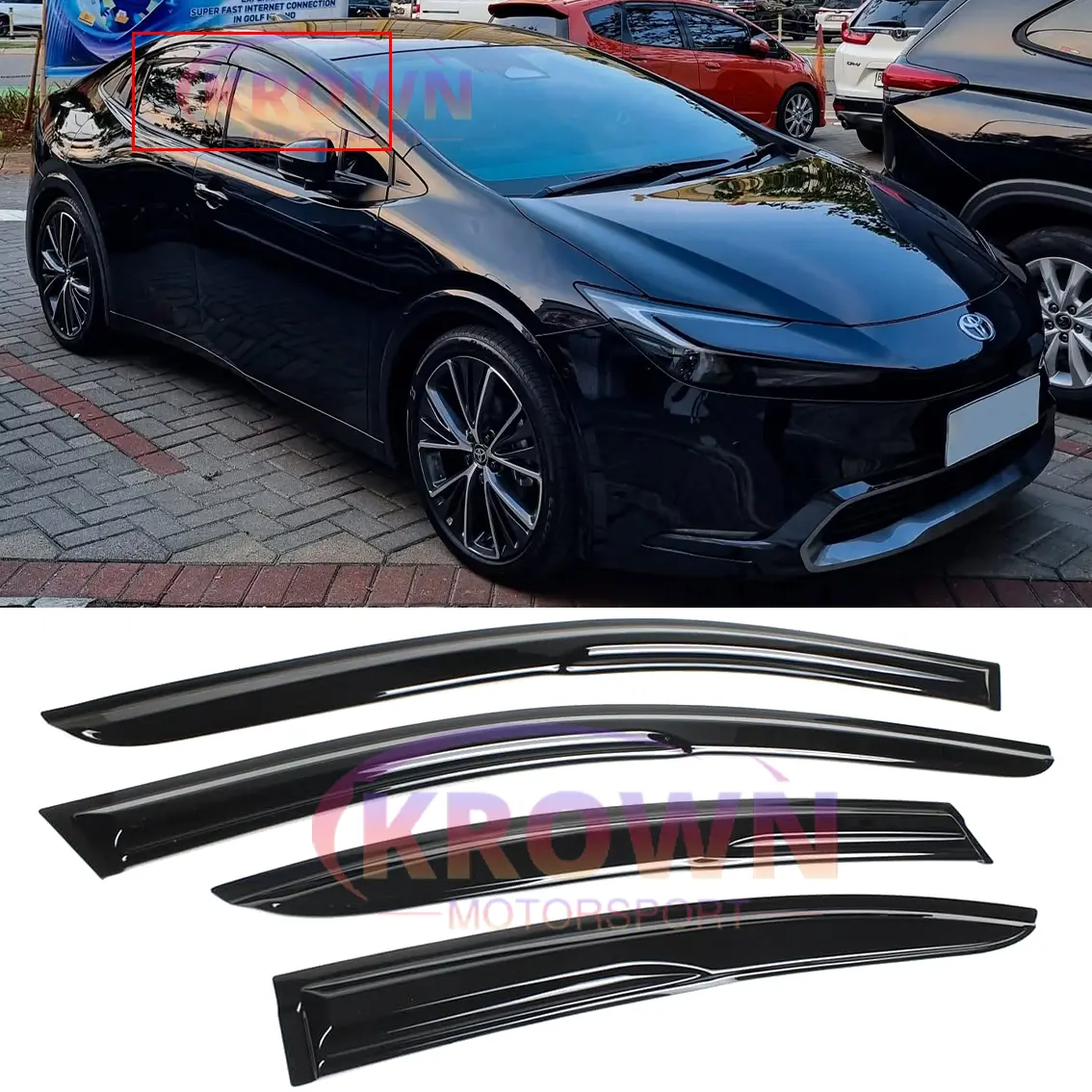 FOR 2023+ TOYOTA PRIUS XW60 MUGEN STYLE JDM 3D WAVY WINDOW VISOR RAIN GUARD VENT DEFLECTOR