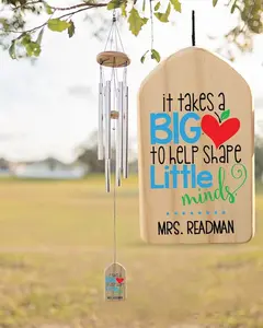 Personalized Wind Chimes Gift - Teacher's Day Gift with Heart Design, Hangable Decor for School and Home
