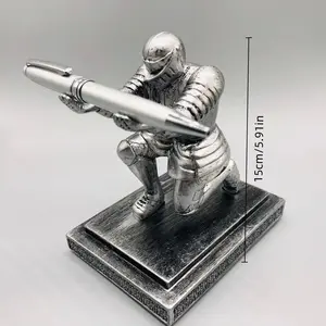 Vintage Knight Design Pen Holder, Creative Desktop Ornament, Desk Organizer for Home Office, Easter Gifts, Gift for Friend & Family