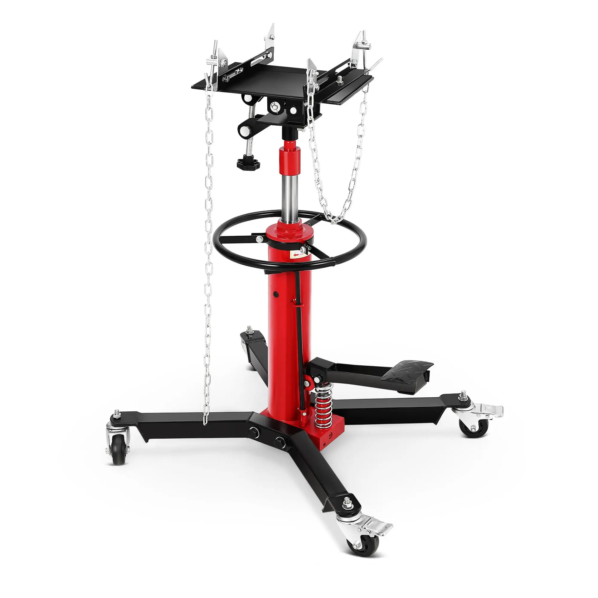 High Lift Hydraulic Telescopic Powertrain Jack – 2-Stage Adjustable Height, 1100 lbs Capacity, Heavy Duty Floor Hoist with 360° Swivel Wheels & Foot Pedal – Ideal for Garage & Automotive Repair