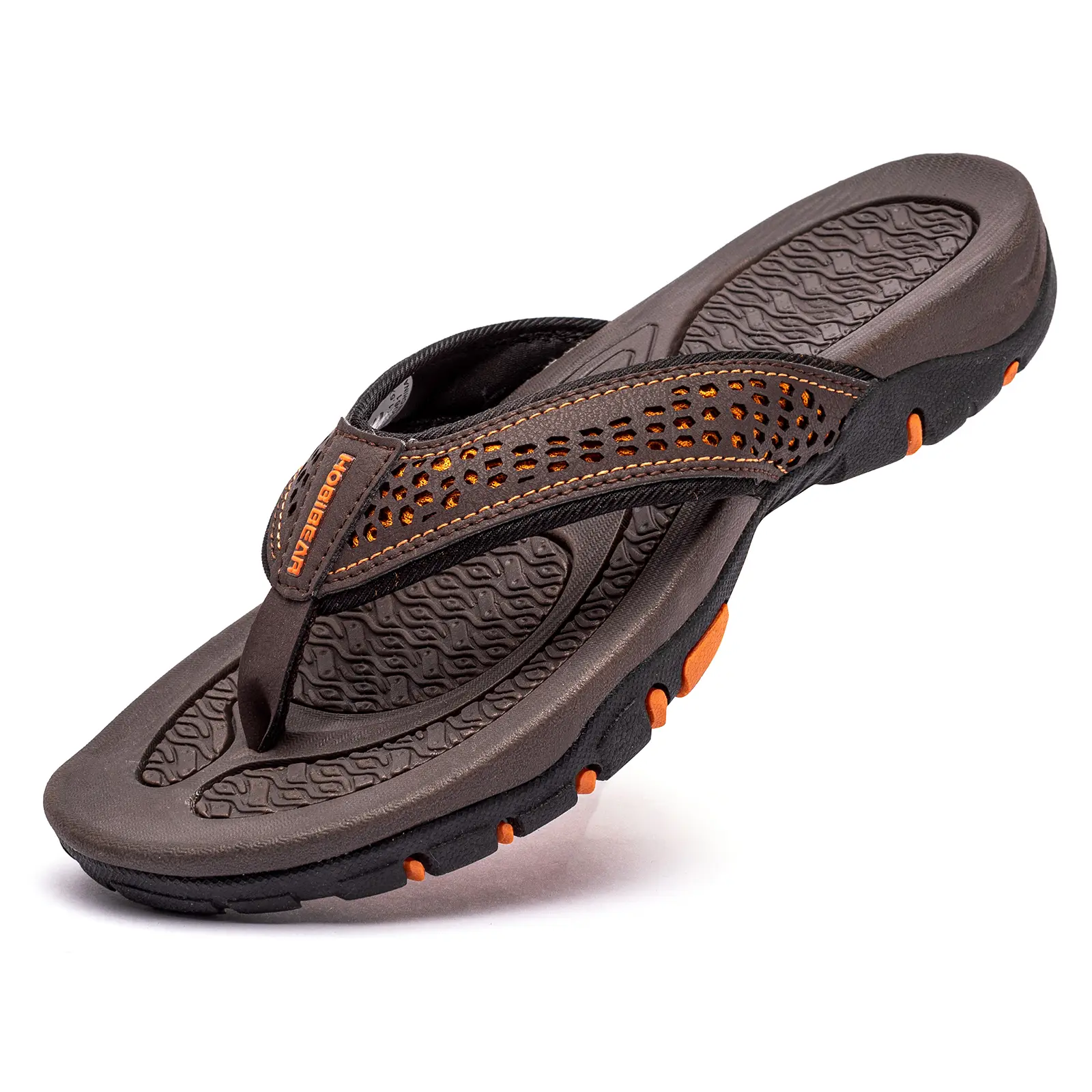 HOBIBEAR Men's Sporty Minimalist Polka Dot Flip Flops, Soft Comfortable Non-Slip Shoe for Summer Outdoor Beach