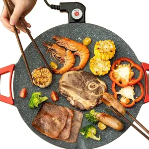 Portable Electric Comal, Indoor Smokeless Korean BBQ Grill, Non-stick Griddle for Tortillas, Adjustable