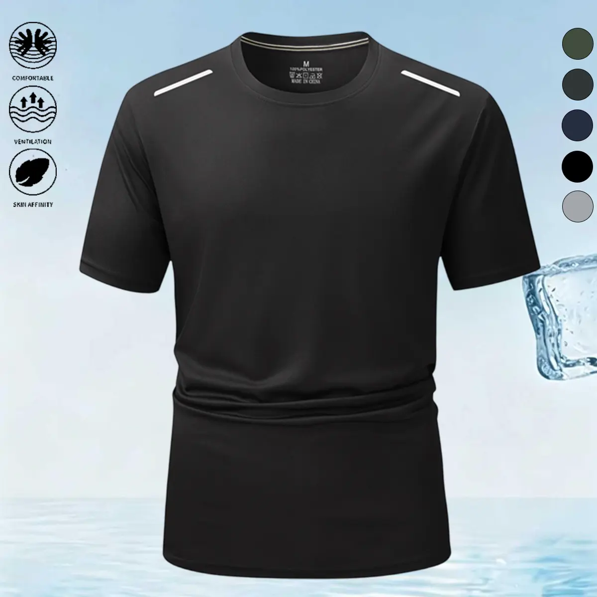 Men's Quick-Dry Moisture-Wicking Short-Sleeve Sport T-Shirt - Breathable Polyester Slim-Fit Crew Neck Sporty Top, Ideal for Gym, Running, Basketball Training, Quick Dry Moisture-Wicking Men's Short Sleeves Sport T-Shirt, Sporty Sports Tops