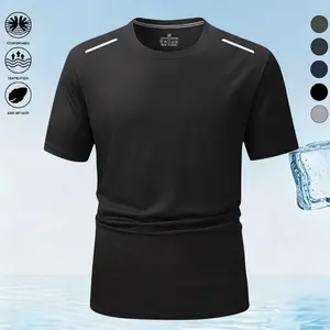 Men's Quick-Dry Sports T-Shirt - Breathable, Moisture-Wicking Short-Sleeve Top with Slim Fit and Crew Neck design, Ideal for Gym, Casual Running, and Basketball Training | Polyester