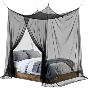 Bed Net Mosquiteros Cameros para Cuba Rectangular Drapes with Hook Nylon Rope for Single Twin Full Queen King Size Bed Camping Travel(Black,Twin)