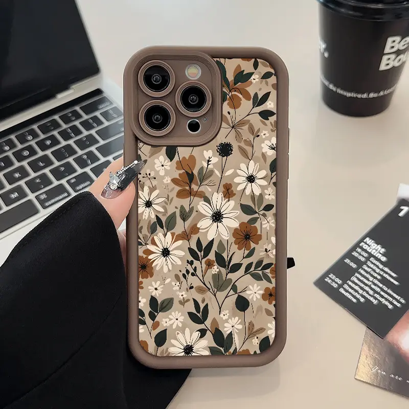Flower Design Silicone Smartphone Case - Rugged, Durable, Shockproof, Anti-Scratch Soft Casing for iPhone 17,16,15 Pro Max Plus,14,13,12,11,X - Handheld Device Protection Accessory Gift for Women